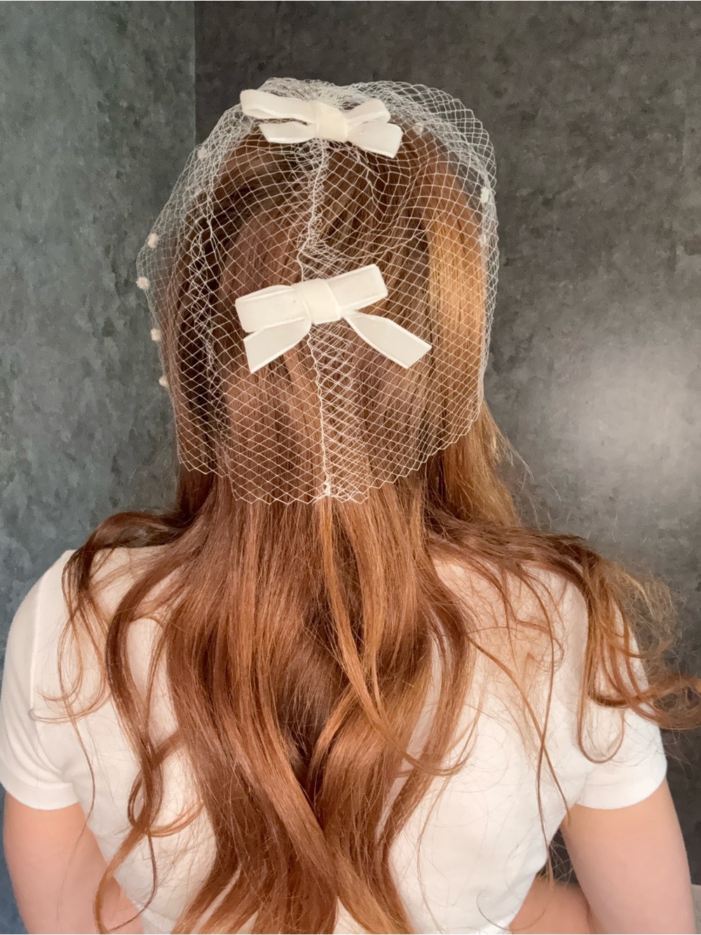 Vintage 1950s Birdcage Veil — Pearl Dots & Bow Detail